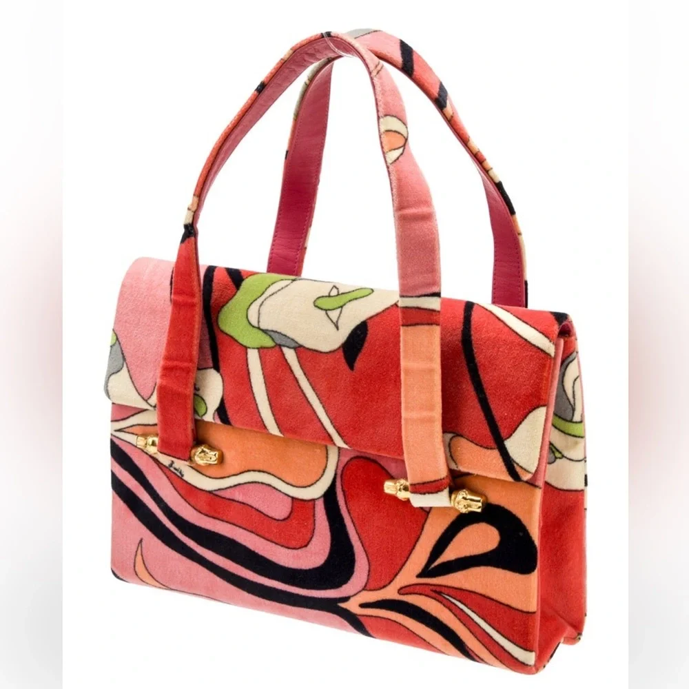 Emilio Pucci Red and Orange Vintage Rare Top Handle Bag - Picture 2 of 16